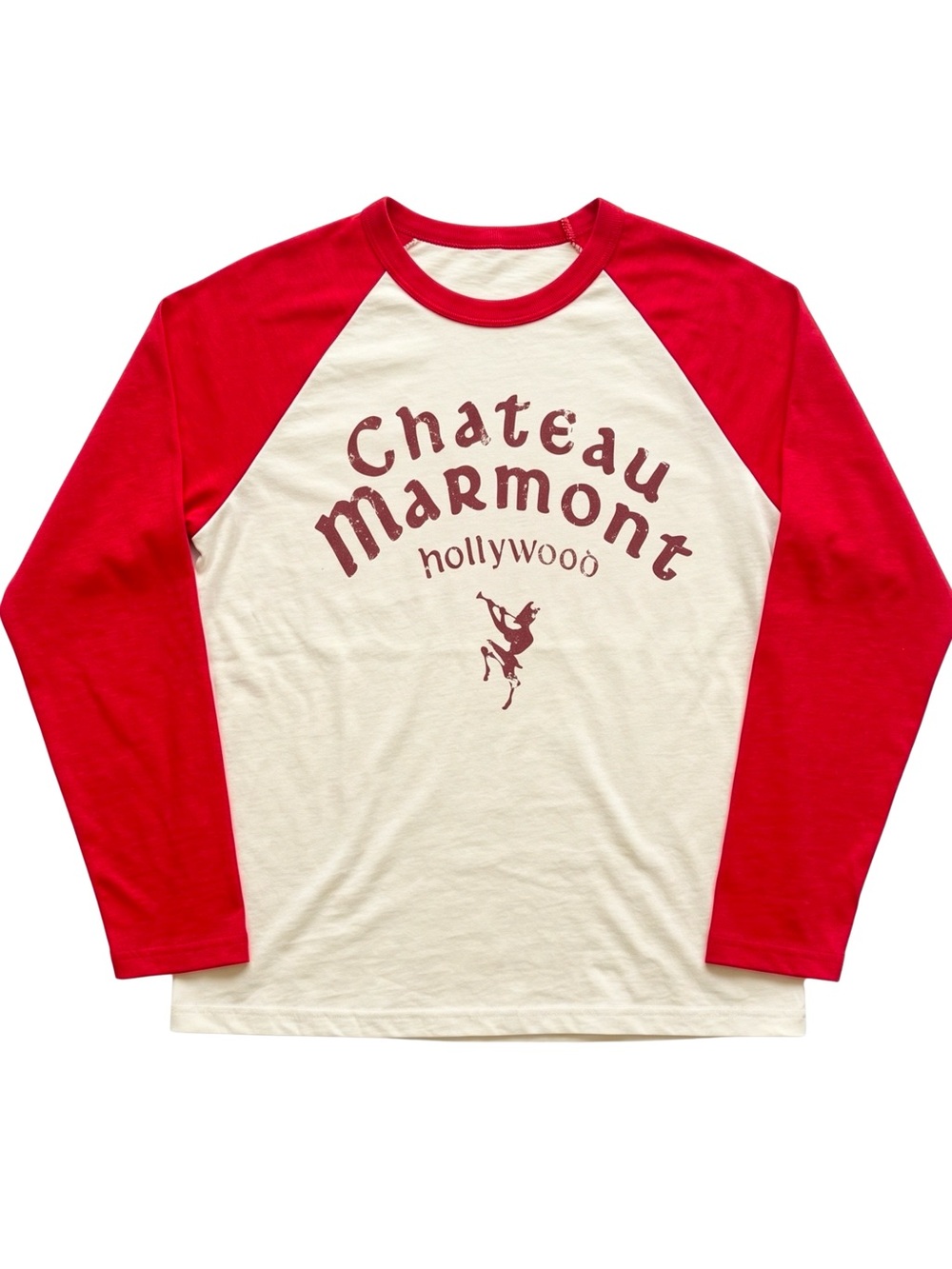 Chateau Marmont Hollywood Red Raglan Baseball Tee